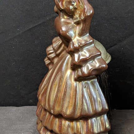 1930's Art Deco Lustre Enamel Finish Cast Iron Woman Fireplace Brush Holder - Estate Fresh Austin