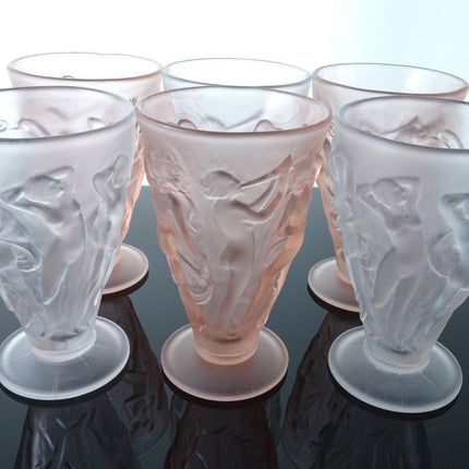 1930's Art Deco Tumblers Dancing Nymphs by Consolidated Martele 9 oz 5 5/1 - Estate Fresh Austin