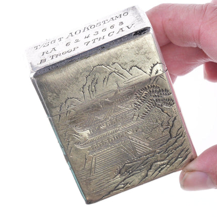 1940's Japanese Hand Engraved 950 Silver Occupied Troops case - Estate Fresh Austin