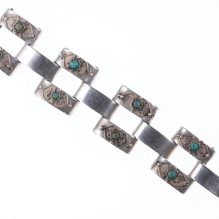 1940's Mexican Silver and turquoise bracelet - Estate Fresh Austin