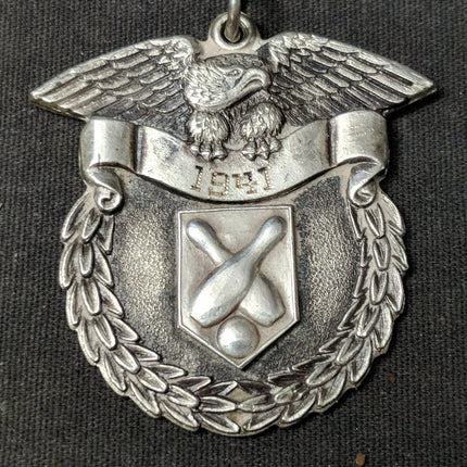 1941 Ww2 Sterling Silver Bowling Trophy Pendant 81st Armor Regiment Fort Benning - Estate Fresh Austin