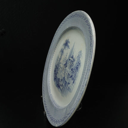 19.5" c1850 Chinoisiere Blue Transferware Platter Staffordshire - Estate Fresh Austin
