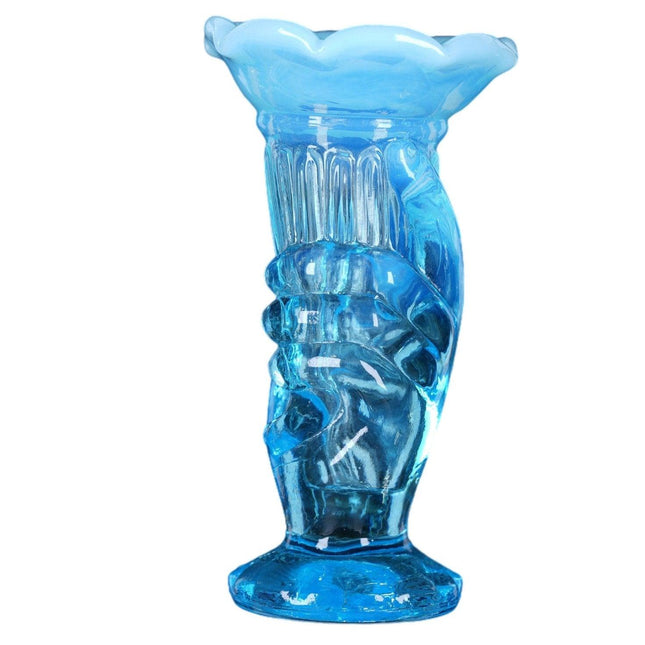 1950's Fenton Miniature Blue opalescent hand vase - Estate Fresh Austin