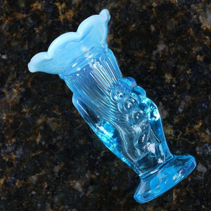 1950's Fenton Miniature Blue opalescent hand vase - Estate Fresh Austin