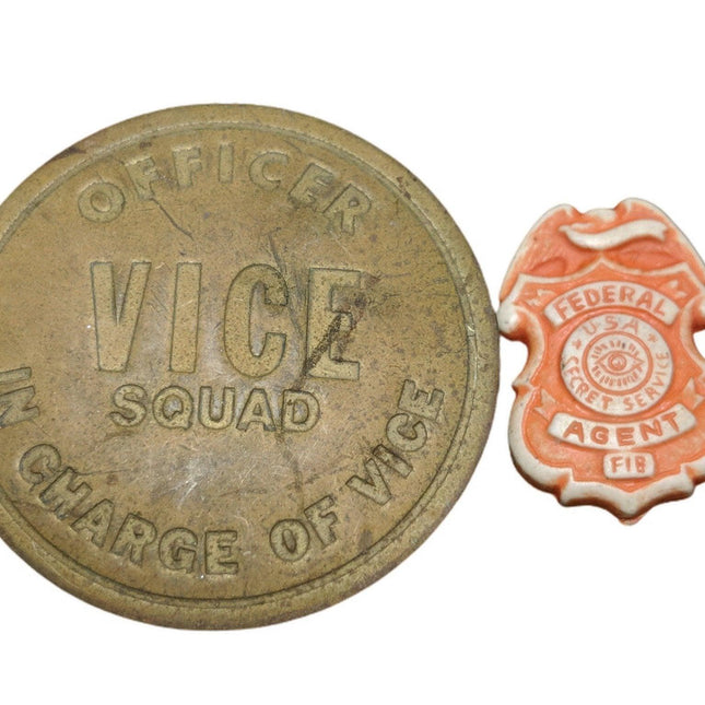 1950's Toy Police Badges Official Vice Squad Plastic Federal Agent - Estate Fresh Austin