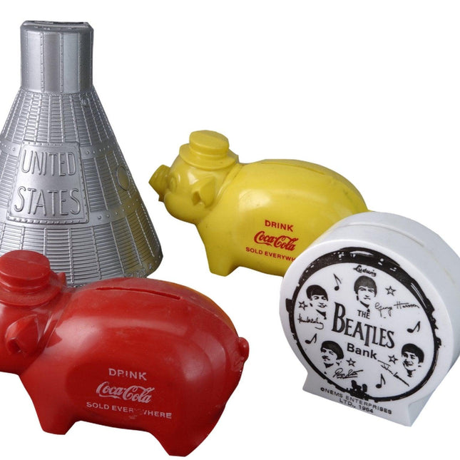1960's Beatles, Freedom Capsule Space Ship, and Coca Cola Piggy Banks Collection - Estate Fresh Austin