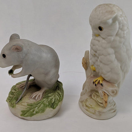 1960's Cybis Porcelain Owl and Mouse Figures - Estate Fresh Austin
