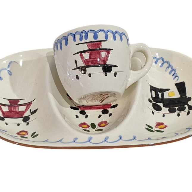 1960's Stangl Children's Bowl and cup Mealtime Train Pattern - Estate Fresh Austin