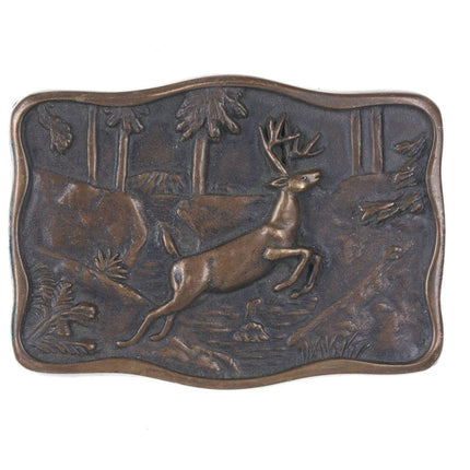 1978 Brass BTS Belt buckle with deer hunters gift - Estate Fresh Austin