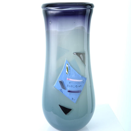 1985 Studio Art Glass Vase Abstract "Shadows" Signed - Estate Fresh Austin