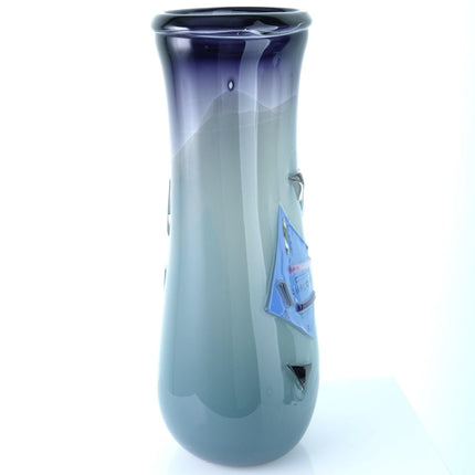 1985 Studio Art Glass Vase Abstract "Shadows" Signed - Estate Fresh Austin