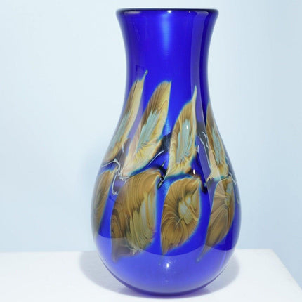 1993 David Lotton Leaf and Vine Art glass vase Iridized interior - Estate Fresh Austin
