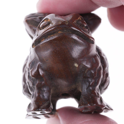 19th Century Japanese Carved boxwood toads netsuke - Estate Fresh Austin