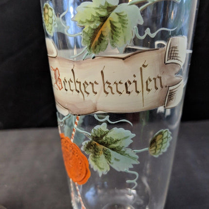2 Antique Bohemian Beer Glasses Hand Enameled Early 20th century - Estate Fresh Austin