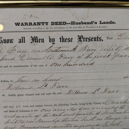 2 Civil War Era Ouachita County Arkansas Land Grant Documents 1863, 1870 stamp - Estate Fresh Austin