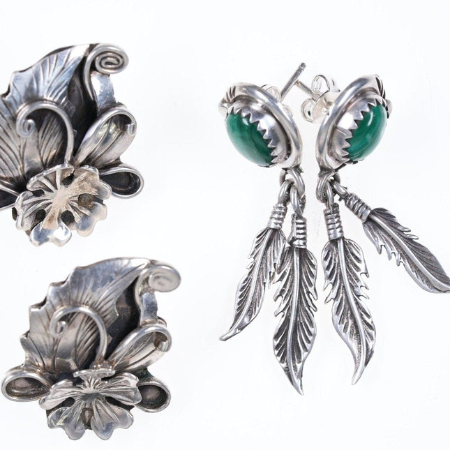 2 pr Vintage Native American Sterling earrings - Estate Fresh Austin