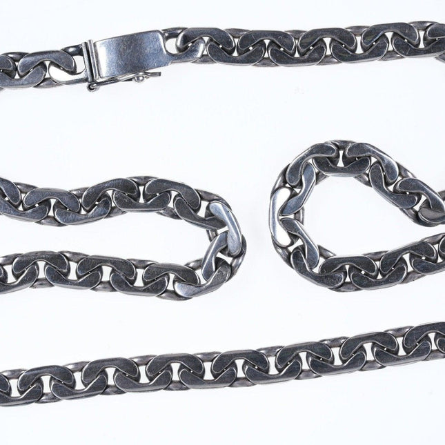 23" Heavy Vintage Mexican Sterling Link necklace - Estate Fresh Austin