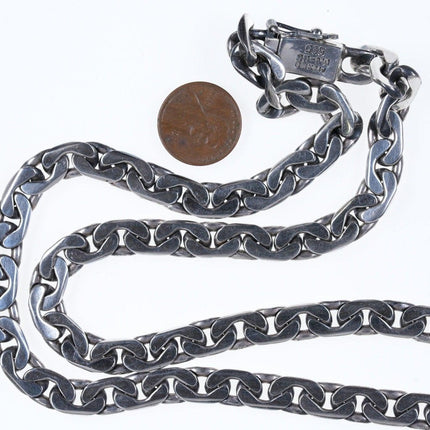 23" Heavy Vintage Mexican Sterling Link necklace - Estate Fresh Austin