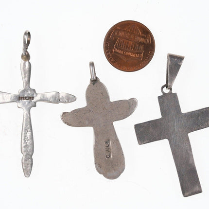3 Vintage Southwestern/Native American sterling cross pendants - Estate Fresh Austin
