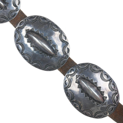 30" c1940's Navajo hand stamped silver concho belt - Estate Fresh Austin