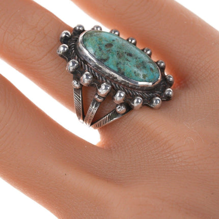 30's-40's Native American Stamped silver turquoise ring - Estate Fresh Austin