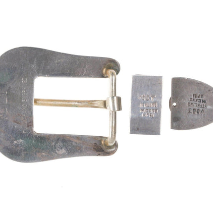 3/4" Vogt Hand Engraved Sterling silver ranger belt buckle set - Estate Fresh Austin
