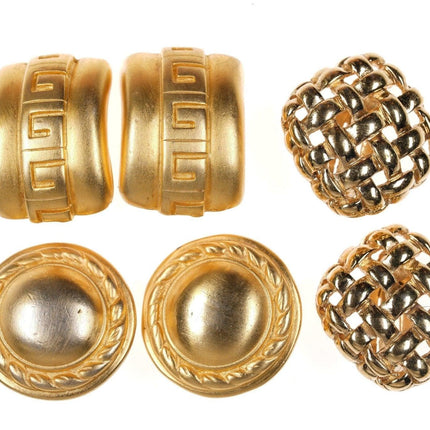 3pr Vintage Givenchy Gold tone clip on earrings - Estate Fresh Austin