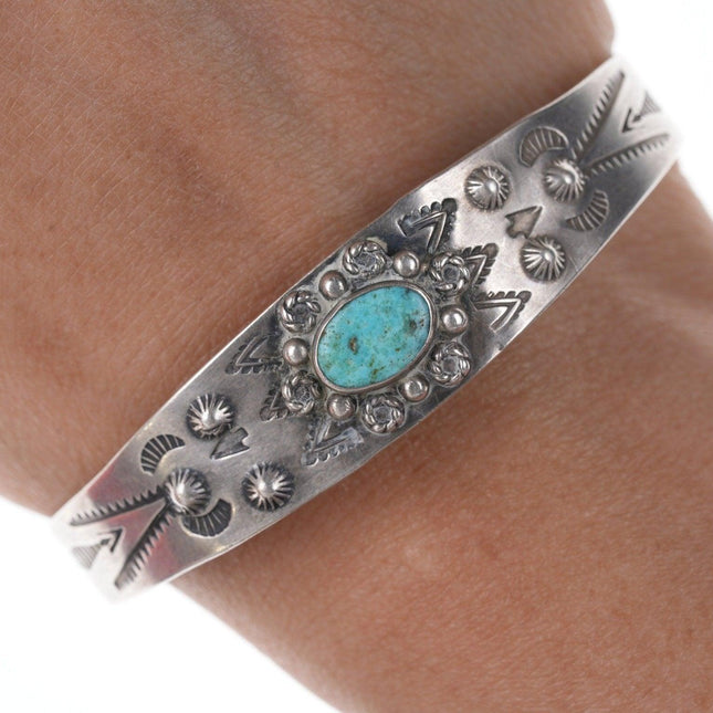 40's Fred Harvey Era Sterling turquoise cuff bracelet - Estate Fresh Austin