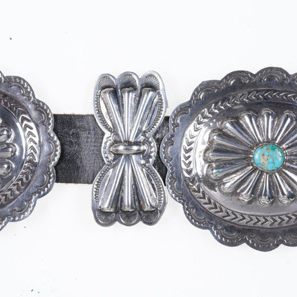 416 gram Large Heavy Stamped Navajo Sterling silver turquoise concho belt - Estate Fresh Austin