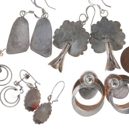 5 pr Native American/Southwestern Sterling earrings - Estate Fresh Austin