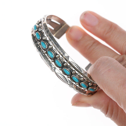 6 3/8" 1950's Bell Trading post Navajo silver and turquoise bracelet - Estate Fresh Austin