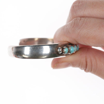 6 3/8" c1950's Modernist style sterling and turquoise cuff bracelet - Estate Fresh Austin