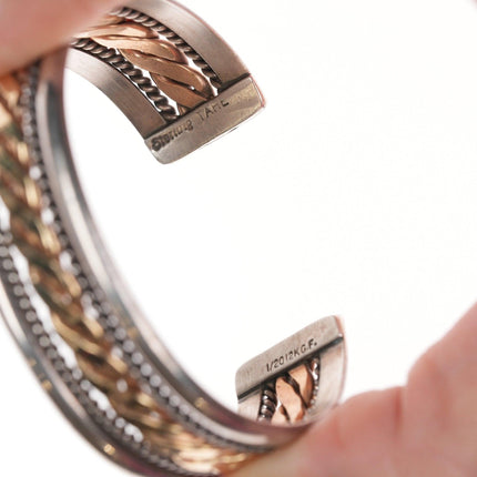6 3/8" Tahe Navajo sterling and gold filled bracelet - Estate Fresh Austin