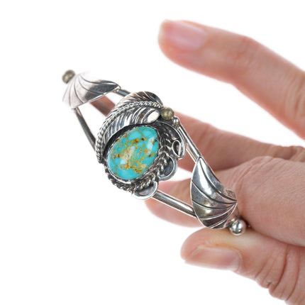 6 3/8" Vintage Navajo silver and turquoise cuff bracelet g - Estate Fresh Austin