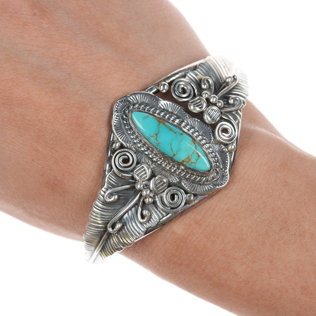 6 5/8" Vintage Navajo sterling and turquoise bracelet - Estate Fresh Austin