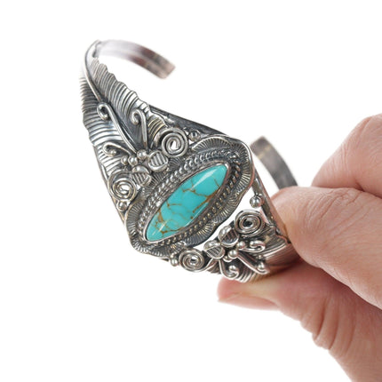 6 5/8" Vintage Navajo sterling and turquoise bracelet - Estate Fresh Austin