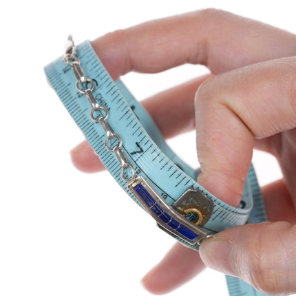 6"-7.5" Sheldon Lalio Adjustable Sterling and lapis channel inlay bracelet - Estate Fresh Austin
