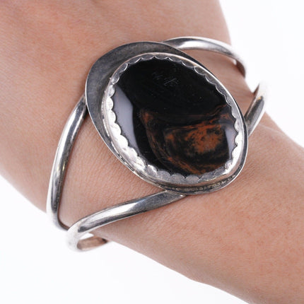 6 7/8" Vintage Southwestern sterling and agate bracelet - Estate Fresh Austin