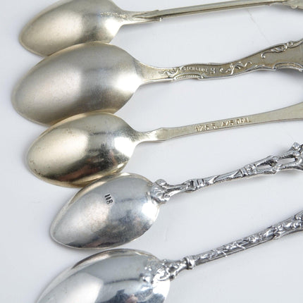 6 Antique Guilloche Silver Enamel Demitasse Spoons - Estate Fresh Austin