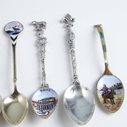6 Antique Guilloche Silver Enamel Demitasse Spoons - Estate Fresh Austin