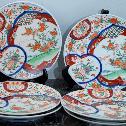 6 Meiji Period Japanese Imari dinner plates - Estate Fresh Austin