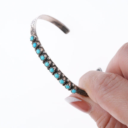 6" Vintage Snake eye silver and turquoise bracelet - Estate Fresh Austin