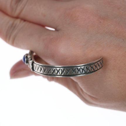 6.25" Darryl Cadman Navajo silver and lapis bracelet - Estate Fresh Austin