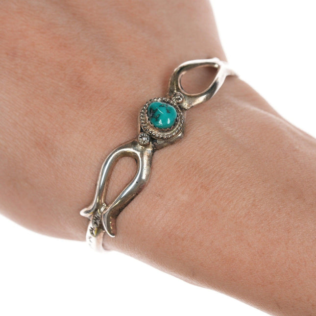 6.25" Navajo Cast sterling and turquoise bracelet - Estate Fresh Austin