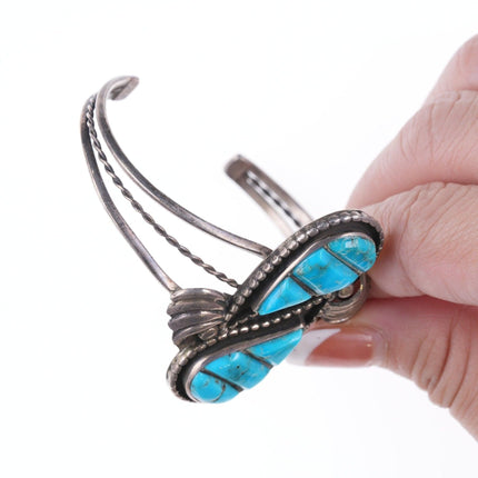 6.25" vintage Zuni sterling and turquoise cuff bracelet - Estate Fresh Austin