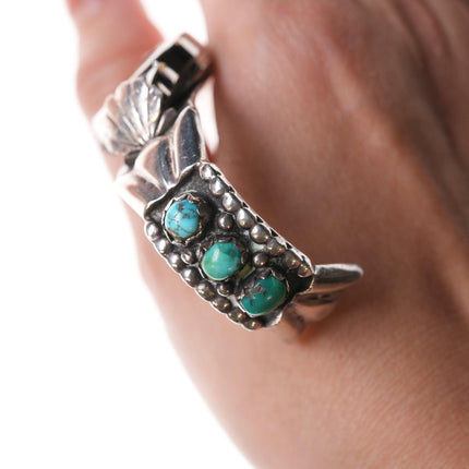 6.5" Native American Sterling and turquoise watch cuff - Estate Fresh Austin