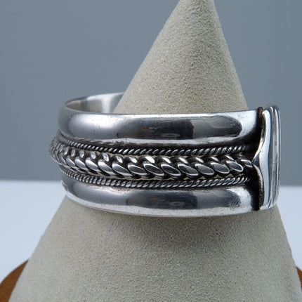 6.75" Antique Egyptian Sterling Cuff Bracelet c1920 Rope braided - Estate Fresh Austin