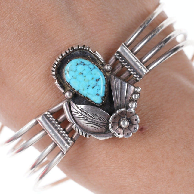 7" Ed Kee Navajo Sterling and waterweb turquoise bracelet - Estate Fresh Austin