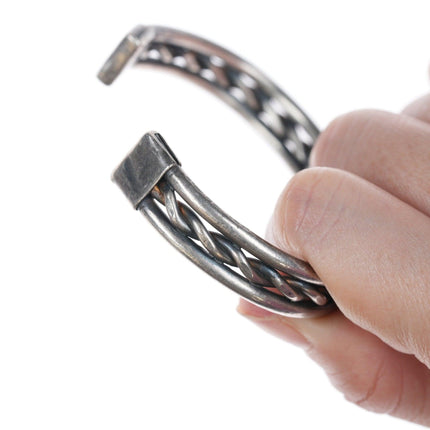 7" Native American Sterling twisted wire bracelet - Estate Fresh Austin
