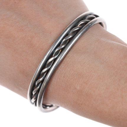 7" Native American Sterling twisted wire bracelet - Estate Fresh Austin